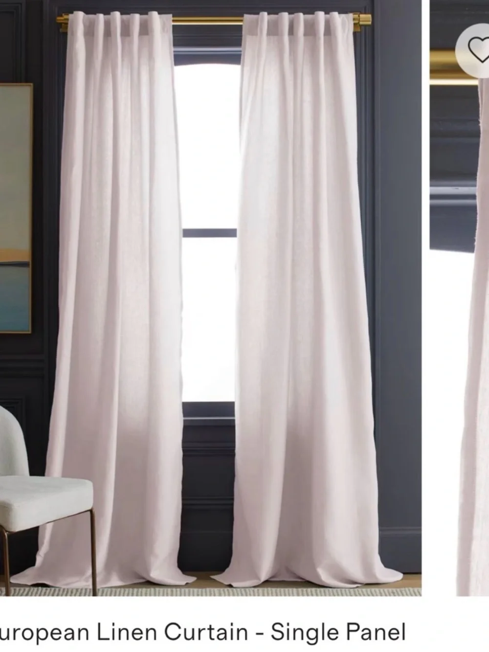 Quince Luxe Linen Vintage Blush Curtain Panel 48x96
